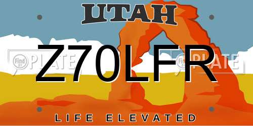 Z70LFR Utah License Plate