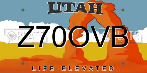Z70OVB Utah License Plate