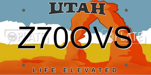 Z70OVS Utah License Plate