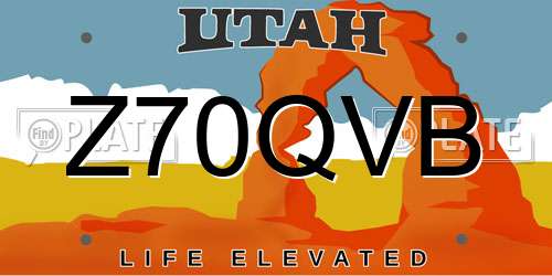Z70QVB Utah License Plate