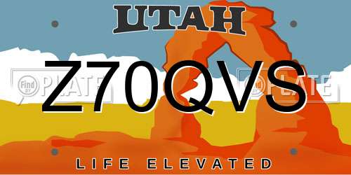 Z70QVS Utah License Plate