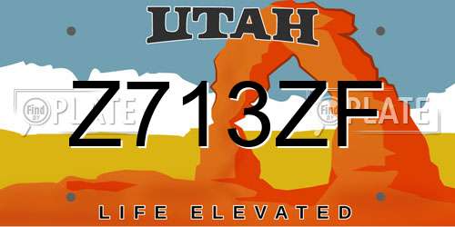 Z713ZF Utah License Plate