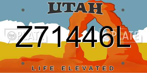 Z71446L Utah License Plate