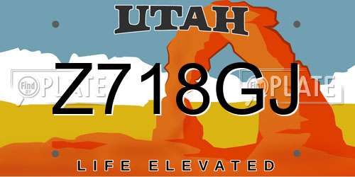 Z718GJ Utah License Plate