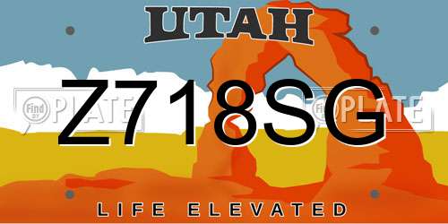 Z718SG Utah License Plate