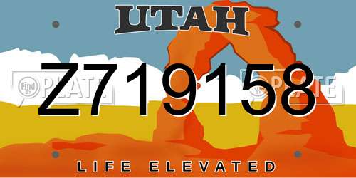 Z719158 Utah License Plate