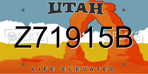 Z71915B Utah License Plate