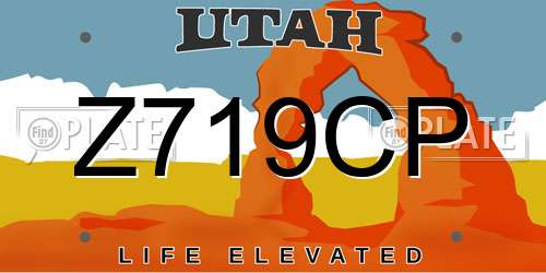 Z719CP Utah License Plate