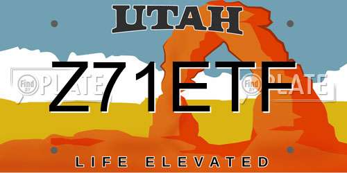 Z71ETF Utah License Plate