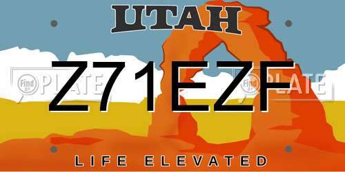 Z71EZF Utah License Plate