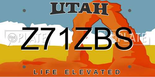 Z71ZBS Utah License Plate