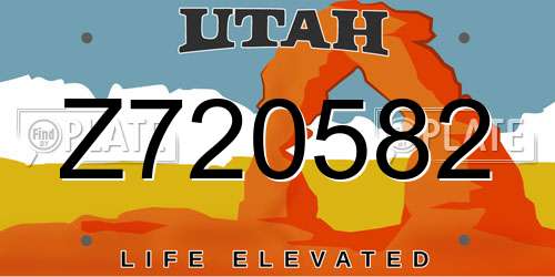 Z720582 Utah License Plate