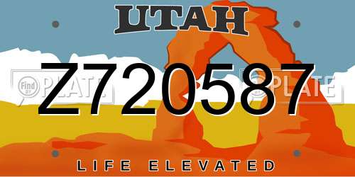 Z720587 Utah License Plate