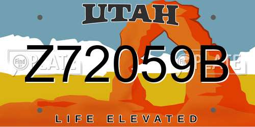Z72059B Utah License Plate