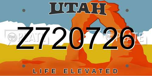 Z720726 Utah License Plate