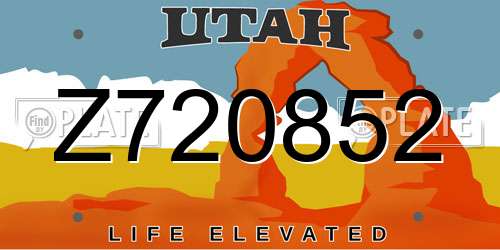 Z720852 Utah License Plate