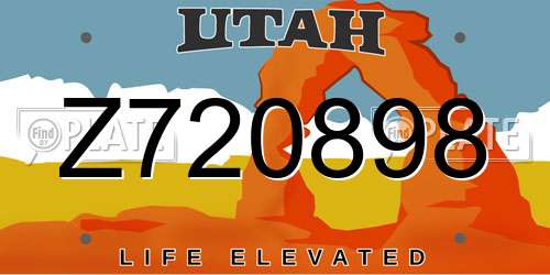 Z720898 Utah License Plate