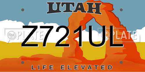 Z721UL Utah License Plate
