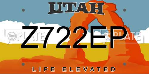 Z722EP Utah License Plate