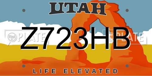 Z723HB Utah License Plate