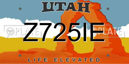 Z725IE Utah License Plate
