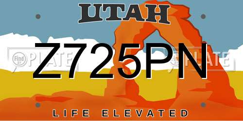 Z725PN Utah License Plate