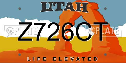 Z726CT Utah License Plate