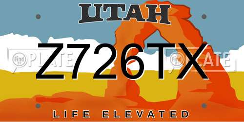 Z726TX Utah License Plate
