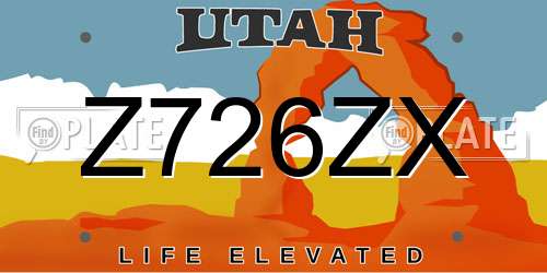 Z726ZX Utah License Plate