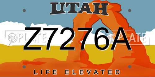 Z7276A Utah License Plate