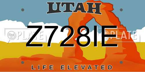 Z728IE Utah License Plate