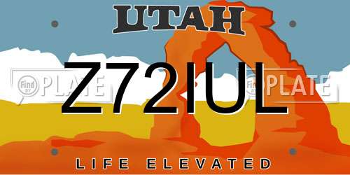 Z72IUL Utah License Plate