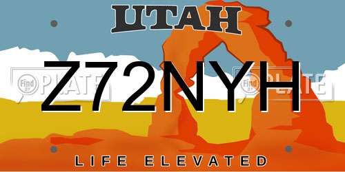 Z72NYH Utah License Plate