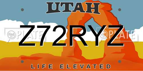 Z72RYZ Utah License Plate