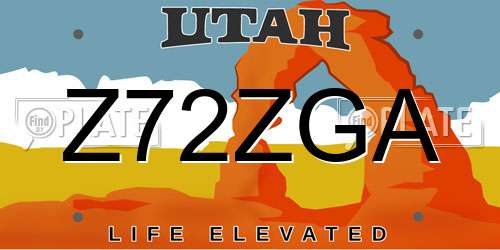 Z72ZGA Utah License Plate