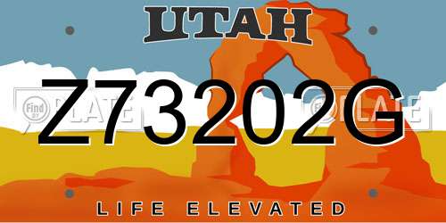 Z73202G Utah License Plate