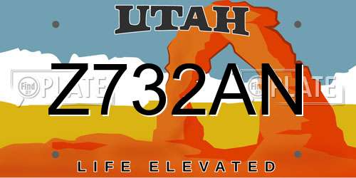 Z732AN Utah License Plate