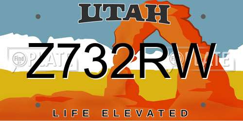 Z732RW Utah License Plate