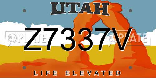 Z7337V Utah License Plate