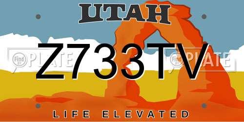 Z733TV Utah License Plate