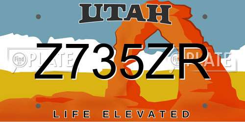 Z735ZR Utah License Plate