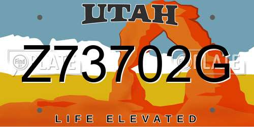 Z73702G Utah License Plate
