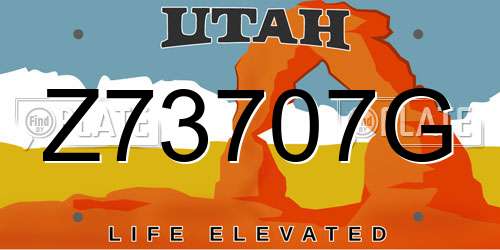 Z73707G Utah License Plate