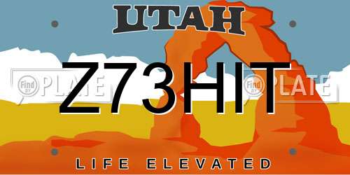 Z73HIT Utah License Plate
