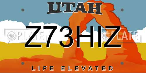 Z73HIZ Utah License Plate