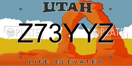 Z73YYZ Utah License Plate