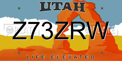 Z73ZRW Utah License Plate