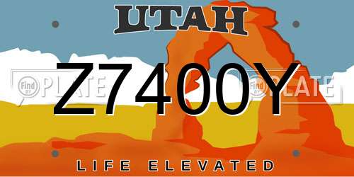 Z7400Y Utah License Plate