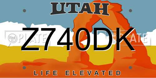 Z740DK Utah License Plate