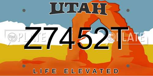 Z7452T Utah License Plate